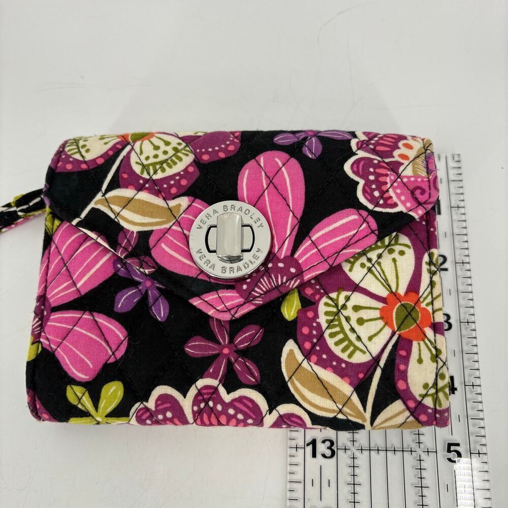 Vera Bradley Wristlet Wallet Pirouette Black Pink Turn Lock Your Turn Smartphone - Picture 8 of 8